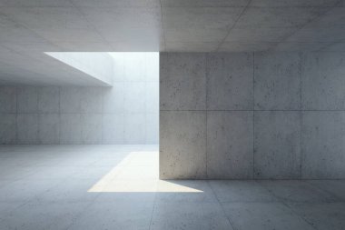 Boş beton iç mekan, 3D görüntüleme