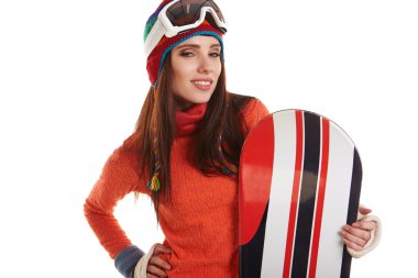 genç kadın snowboard