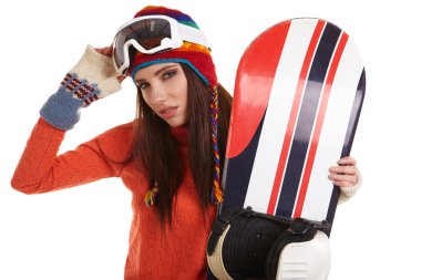 genç kadın snowboard