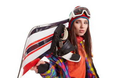 genç kadın snowboard