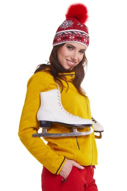 Genç kadın tam izole studio resim