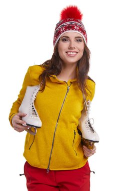 Genç kadın tam izole studio resim