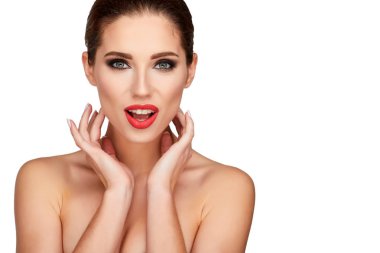 Güzel kadın yüzü. Yakından. 