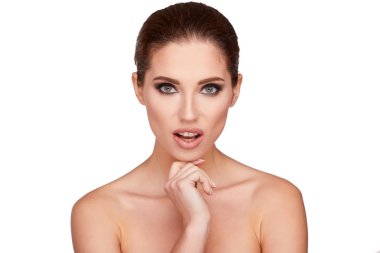 Güzel kadın yüzü. Yakından. 