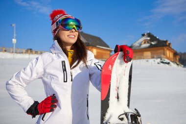 Sportif kadın snowboard