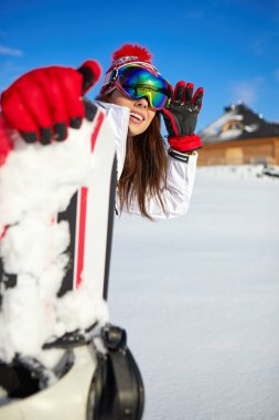 Sportif kadın snowboard