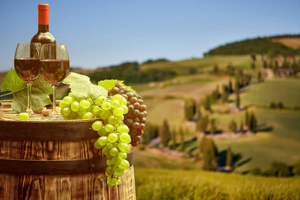 Rode wijn fles en glas wijn — Stockfoto