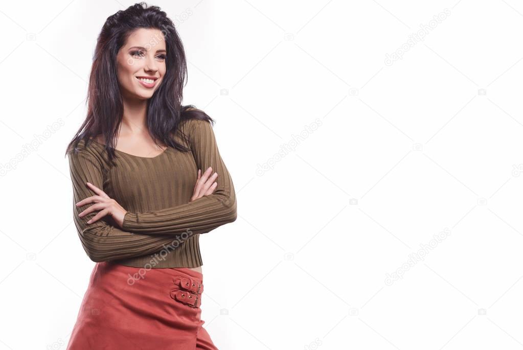 woman standing with crossing arms 