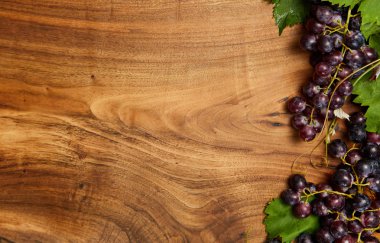 yeşil yaprakları ile olgun mor üzüm 