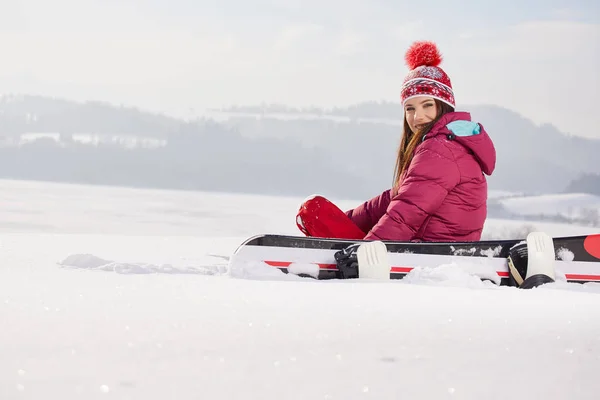 Spor kadın snowboard — Stok fotoğraf