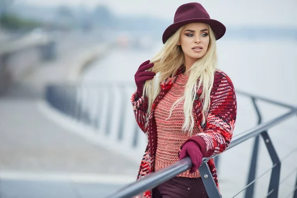 Zarif güzel sarışın kadın portresi kapatın 