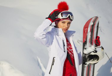 snowboard kadın açık havada. 