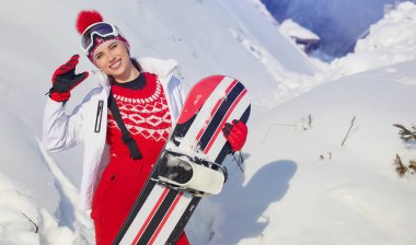 snowboard kadın açık havada. 