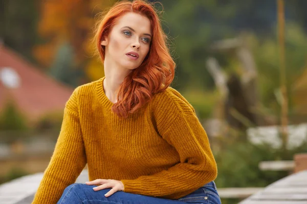 Beautiful red hair girl — Stock Photo, Image