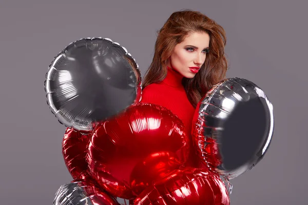 Woman with  holidays balloons — Stock Photo, Image