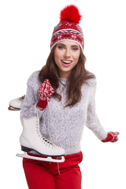 Paten kızla. Studio izole ateş