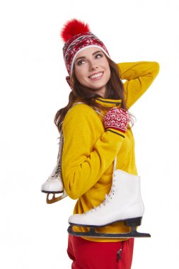 Paten kızla. Studio izole ateş