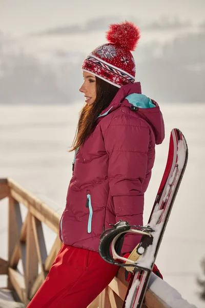 Sexy snowboarder mulher — Fotografia de Stock