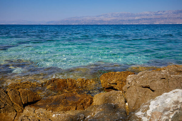 picturesque scenic view of adriatic beach , dalmatia - croatia