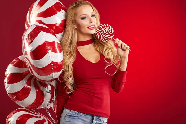 Beautiful Girl Studio New Year Christmas — Stock Photo, Image