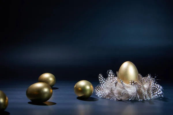 Ovos Páscoa Dourados Decoração Férias — Fotografia de Stock