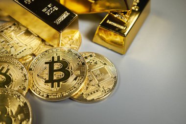 Bitcoins ve altın arka plan