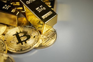 Bitcoins ve altın arka plan