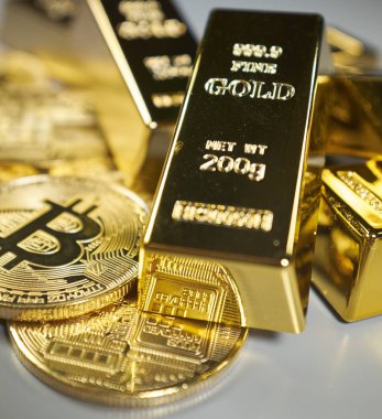 Bitcoins ve altın arka plan