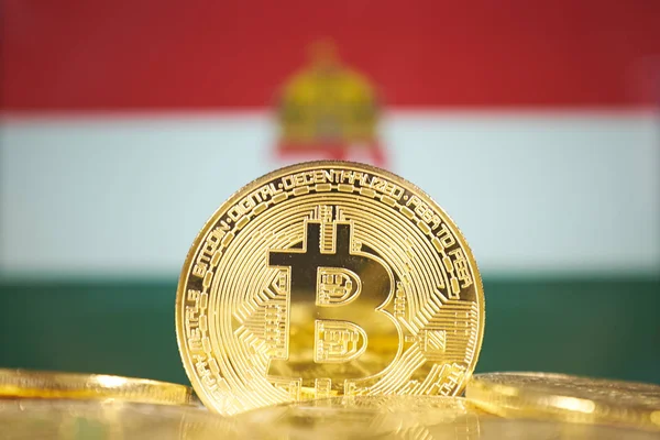 Bitcoin New Virtual Money Hungary Flag Conceptual Image Investors — Stock Photo, Image