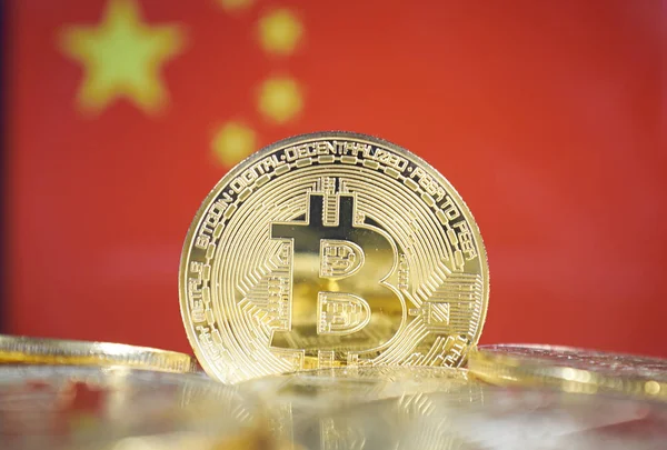 Bitcoin New Virtual Money China Flag Conceptual Image Investors — Stock Photo, Image