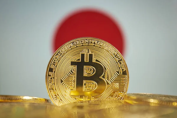 Bitcoin New Virtual Money Japan Flag Conceptual Image Investors — Stock Photo, Image