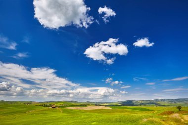 manzara val d'orcia il. Toskana, İtalya.