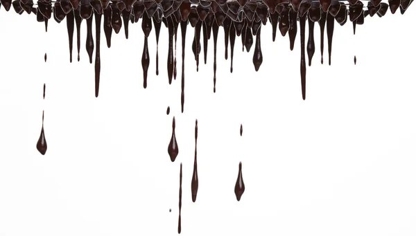 Fluxo de chocolate quente isolado em branco — Fotografia de Stock