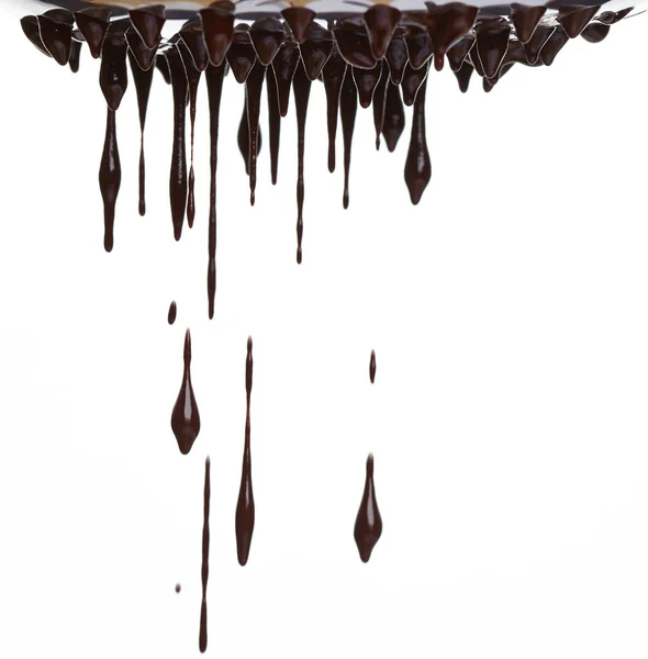 Fluxo de chocolate quente isolado em branco — Fotografia de Stock