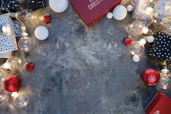 Rústico Natural fundo de Natal em texturizado cinza escuro backgr — Fotografia de Stock