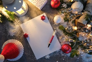 Noel Mektubu, selamlar, Noel hediyeleri ve süslemeler.