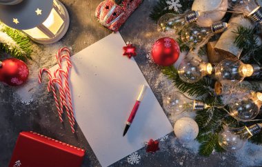 Noel Mektubu, selamlar, Noel hediyeleri ve süslemeler.