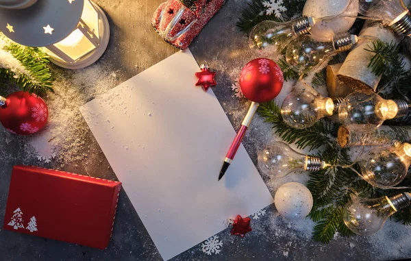Noel Mektubu, selamlar, Noel hediyeleri ve süslemeler. — Stok fotoğraf