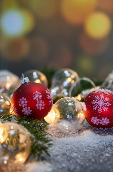 Mousserande ur fokus ljus jul bakgrund med kopia spac — Stockfoto