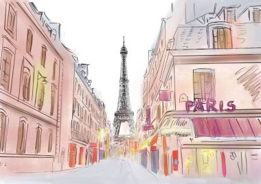 sokak Paris - illüstrasyon 