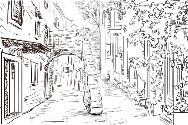 Drawing to the greek town -  sketch illustration — Stock Photo, Image