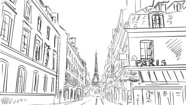 sokak Paris - illüstrasyon 