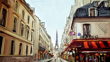 sokak Paris - illüstrasyon 