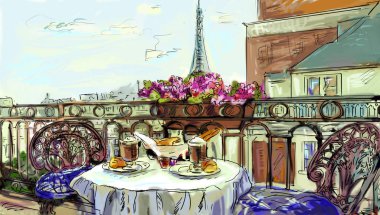 sokak Paris - illüstrasyon 