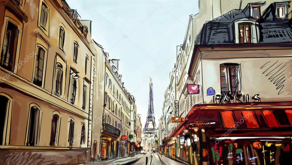 Street in paris - illustration 