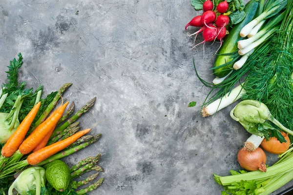 Färska Råa Grönsaker Med Rustik Bakgrund Hälsosam Kost Koncept Vitaminer — Stockfoto