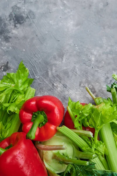 Verduras Frescas Crudas Sobre Fondo Rústico Concepto Alimentación Saludable Vitaminas — Foto de Stock