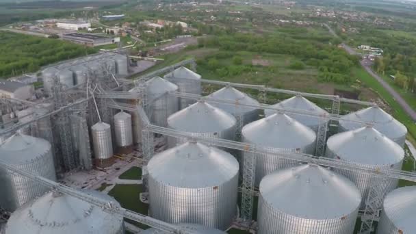 以上的粮仓和电梯在夏天-航测飞行 — 图库视频影像