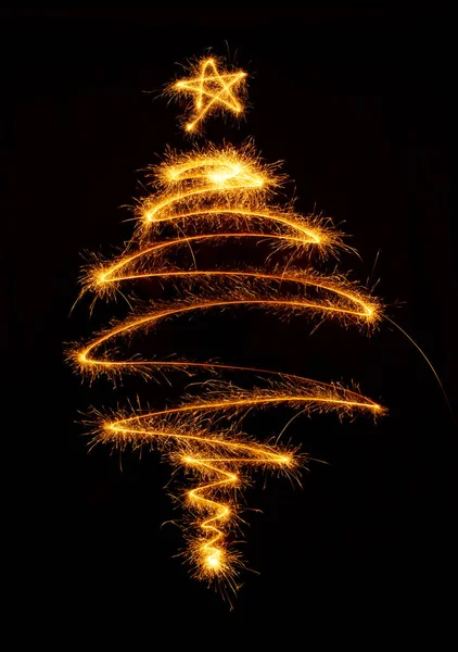 Arbre de Noël fait par scintillant sur un noir — Photo