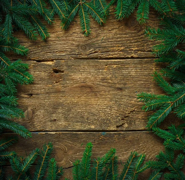木製テクスチャ デザインの準備ができてのクリスマス ツリーの枝 — ストック写真